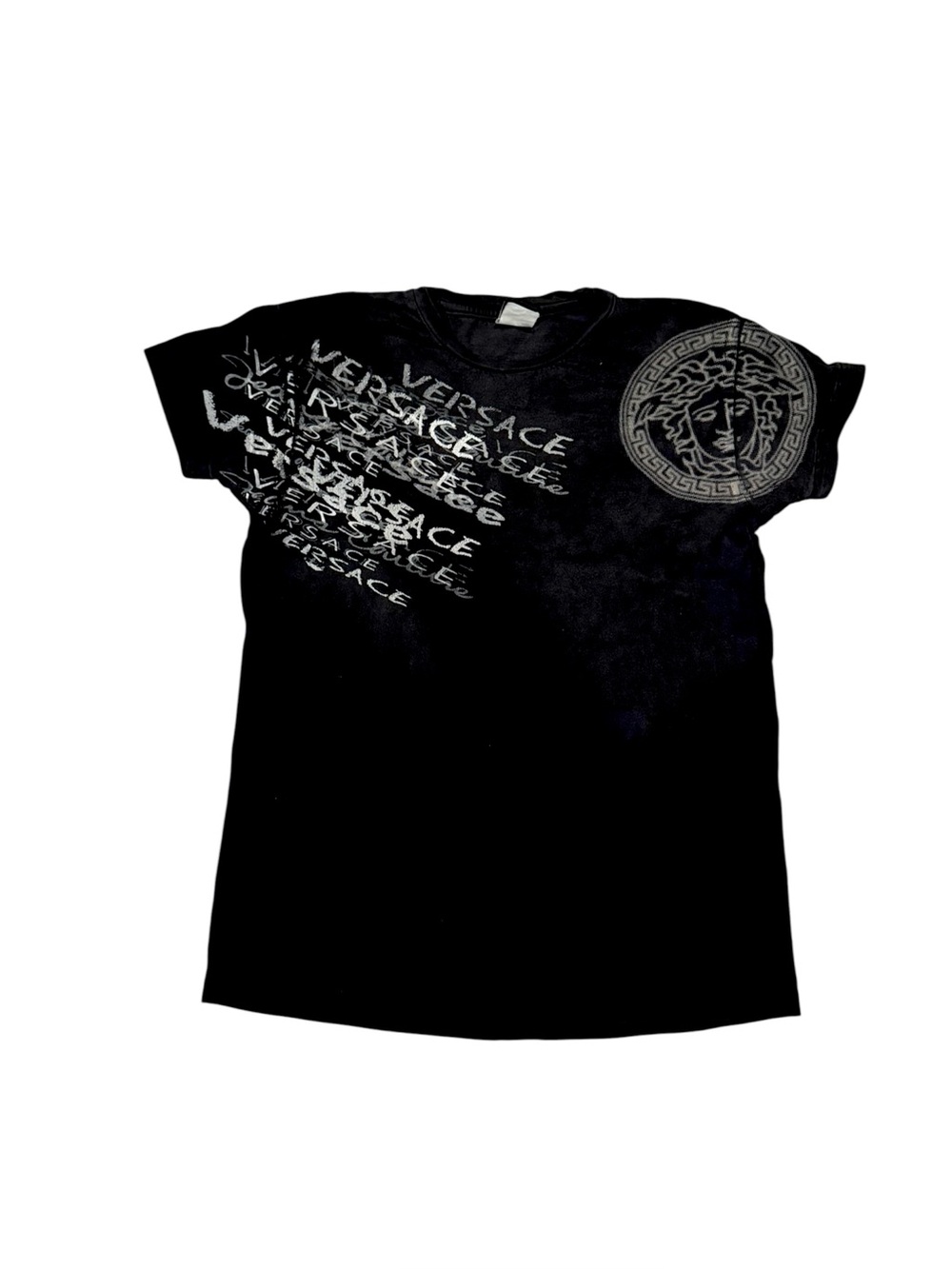 Vintage Versace Jeans Black Short Sleeve Logo Tee - Mens Small
